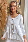 Made in Italy Benji Linen Wave Panel Jacket White **